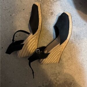 Black Wedge Espadrille Sandals